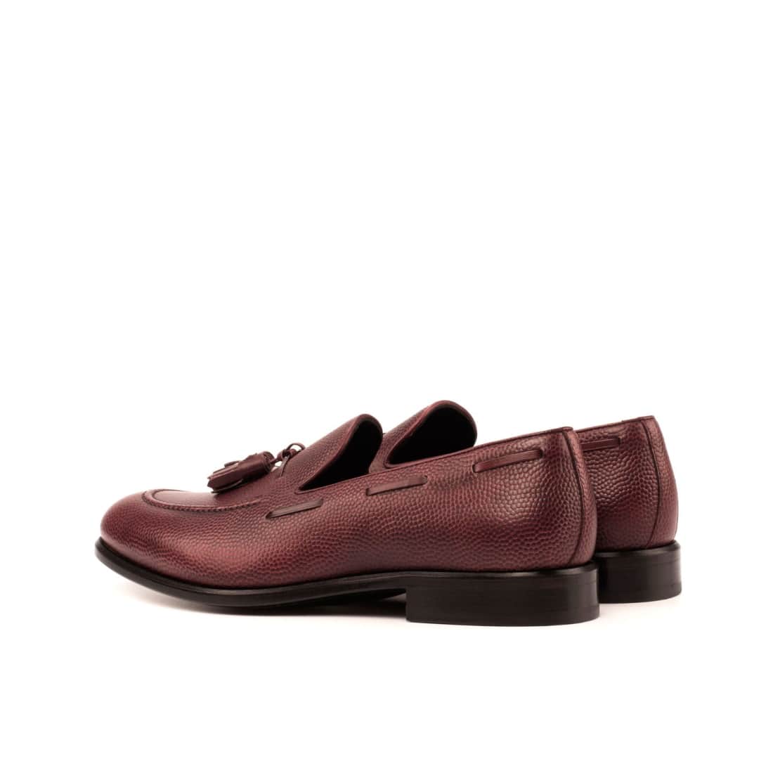 Mocassin à glands en cuir grainé bordeaux - Chaussures