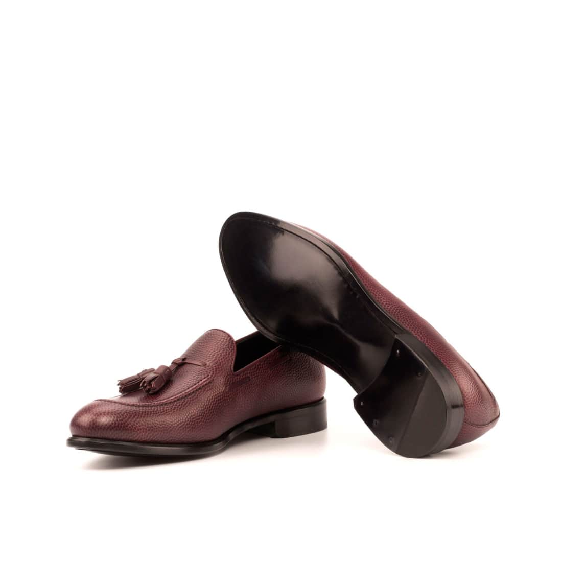 Mocassin à glands en cuir grainé bordeaux - Chaussures