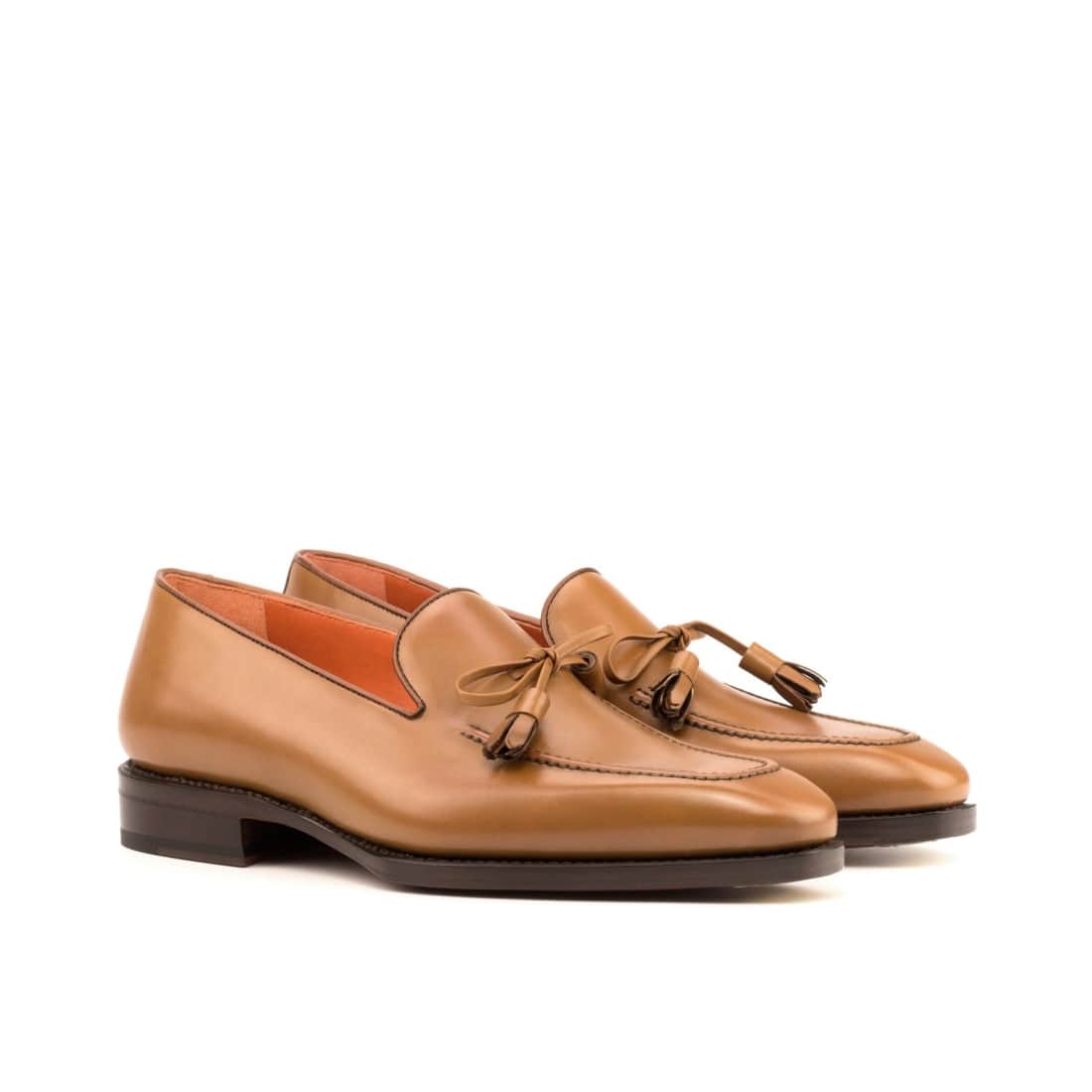 Mocassin à lacets nœud en cuir marron clair