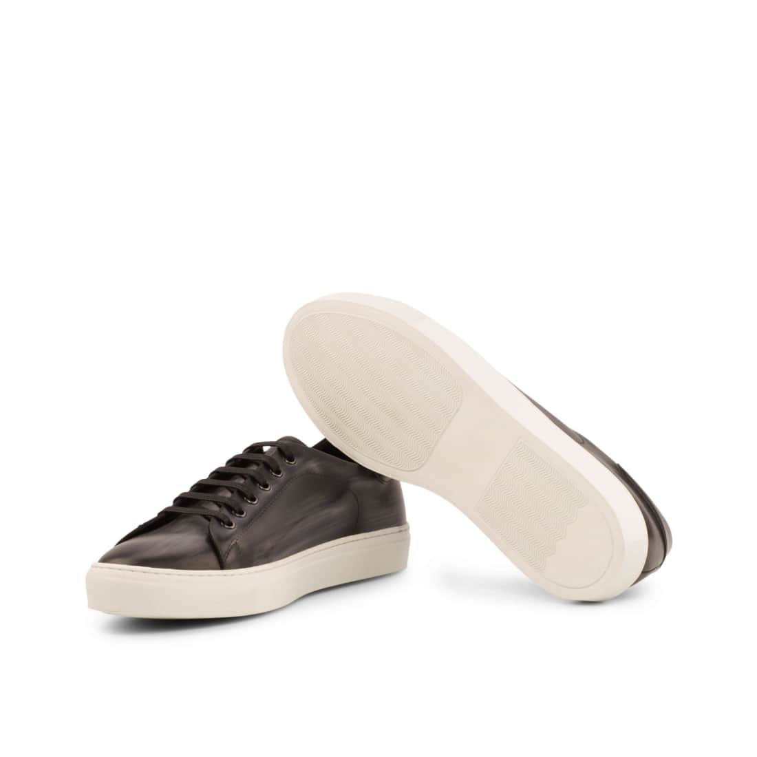 Sneakers Jersey en cuir patiné gris foncé - Semelles Blanches – vue 2