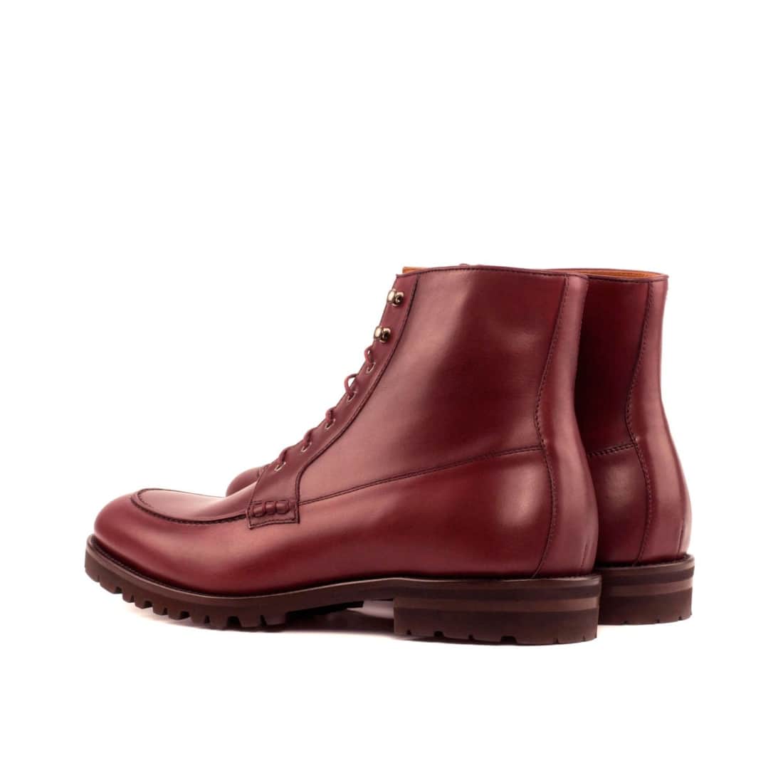 Bottines Derby Demi-Chasse en cuir bordeaux - Semelles Commando – vue 3