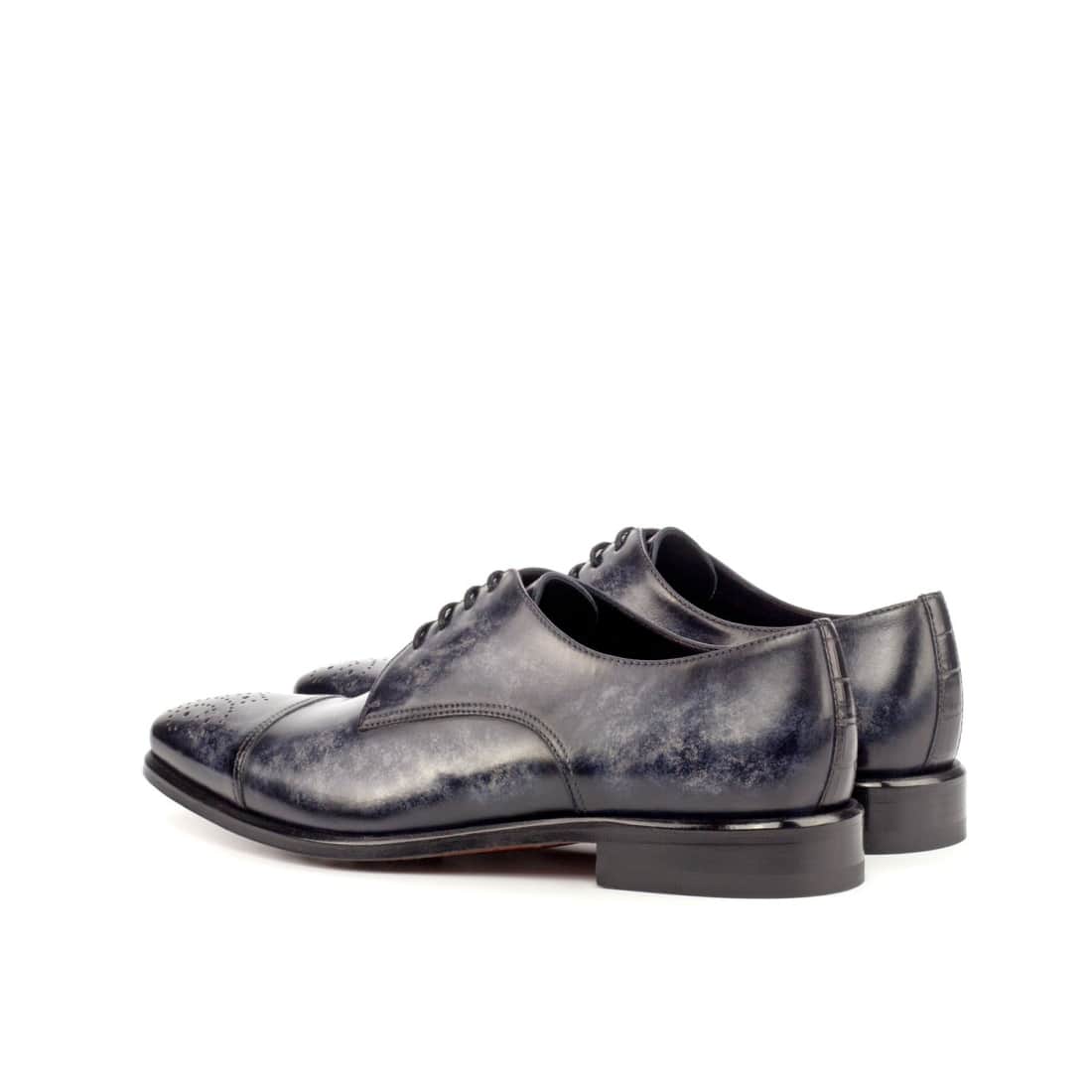 Derbie Bout Droit Fleuri en cuir patiné gris - Chaussures