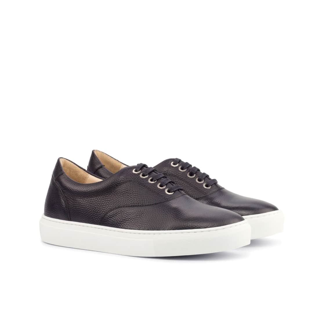 Sneakers Spinner en cuir grainé noir - Semelles Blanches