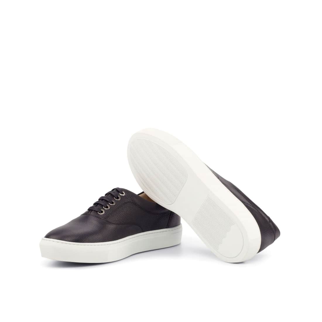 Sneakers Spinner en cuir grainé noir - Semelles Blanches – vue 2