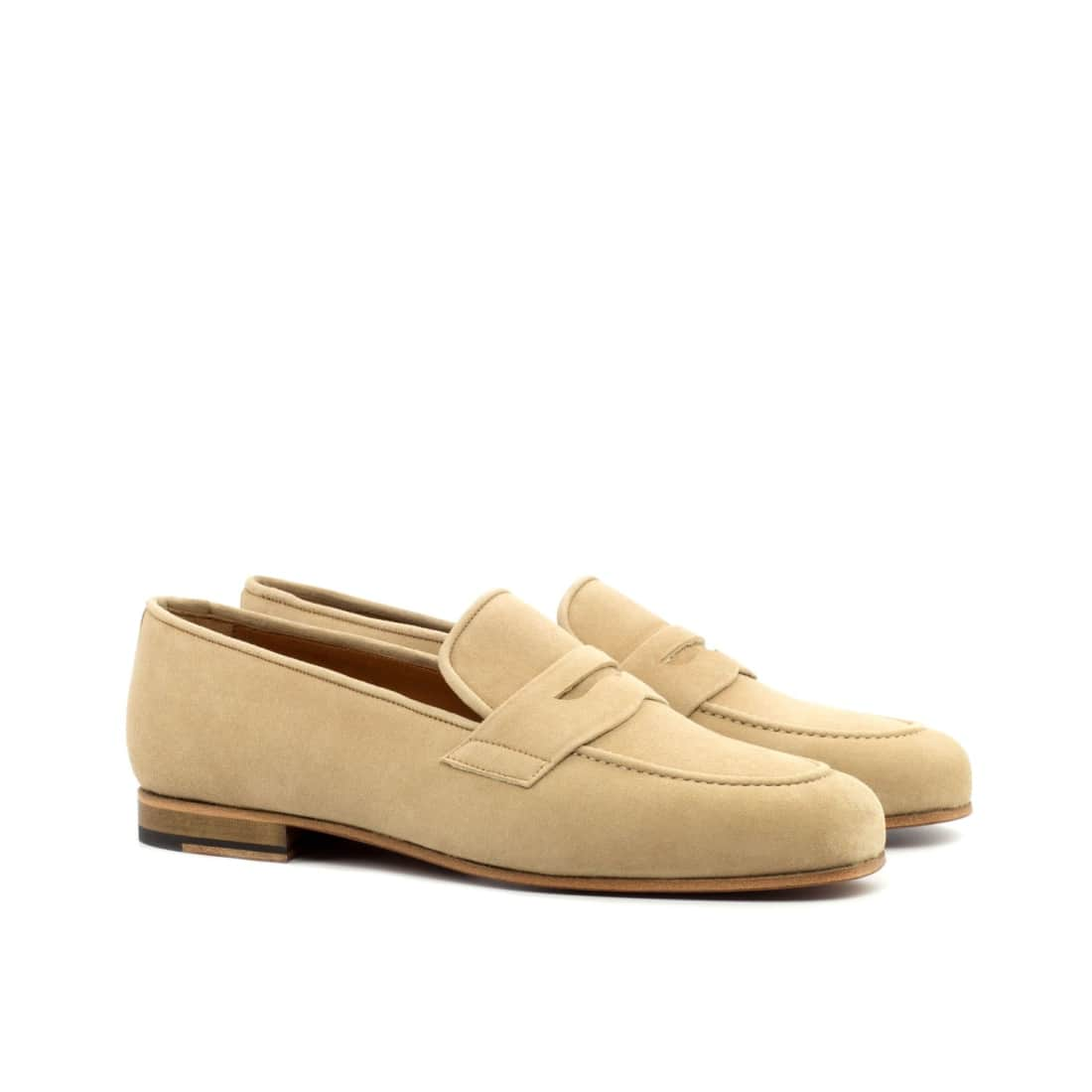 Mocassins Penny à bandeau été en daim beige - Chaussures