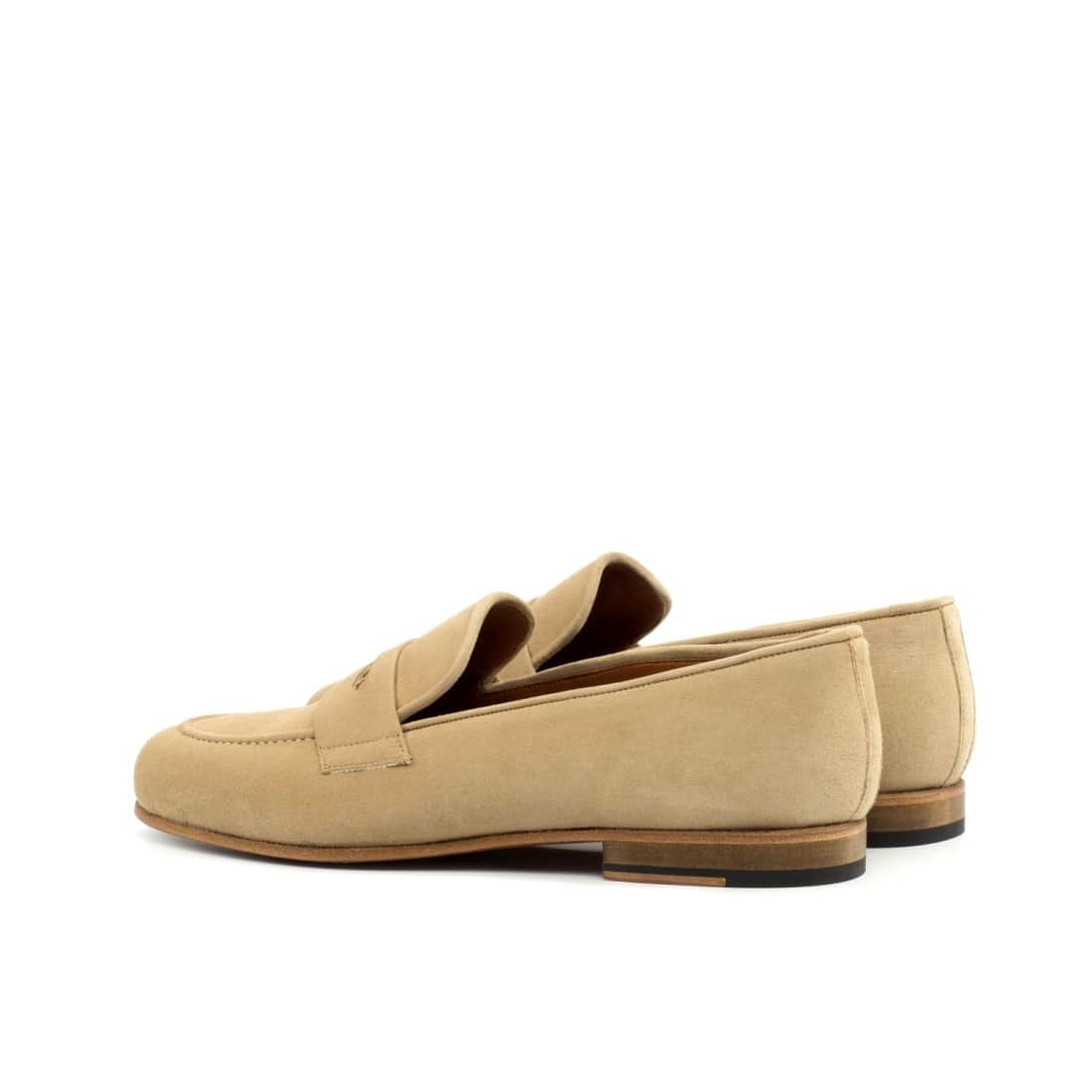 Mocassins Penny à bandeau été en daim beige - Chaussures