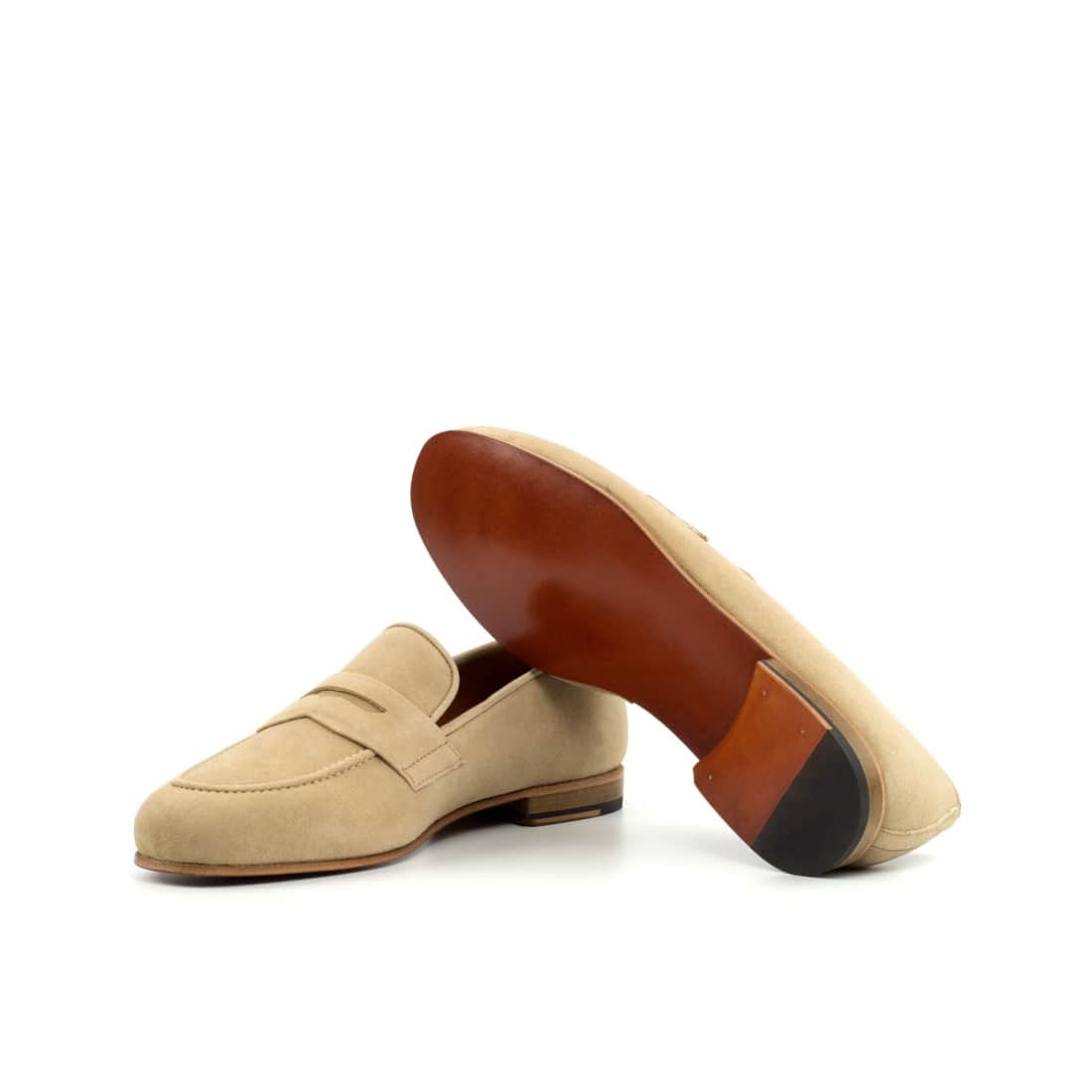 Mocassins Penny à bandeau été en daim beige - Chaussures