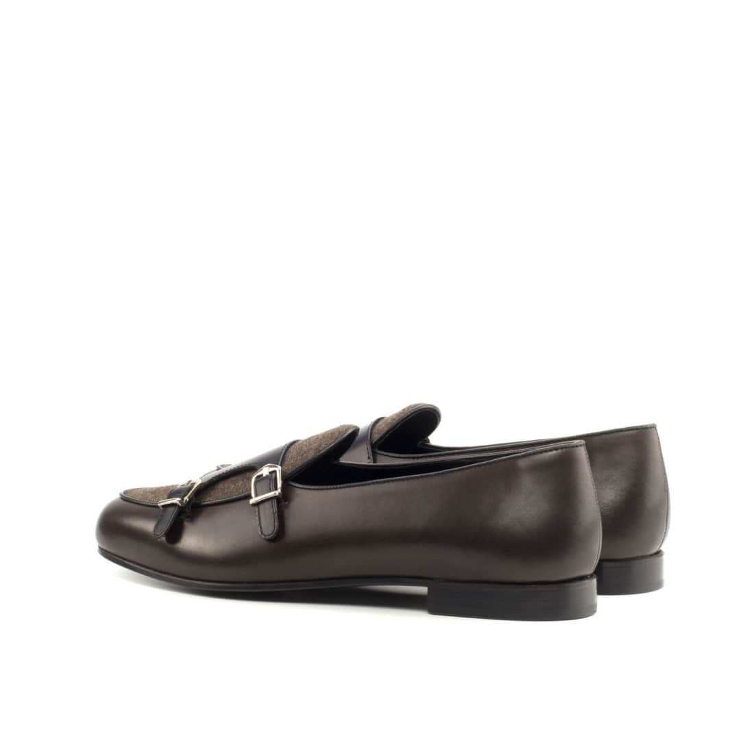Mocassin Double Boucle en cuir et flanelle marron foncé – vue 3