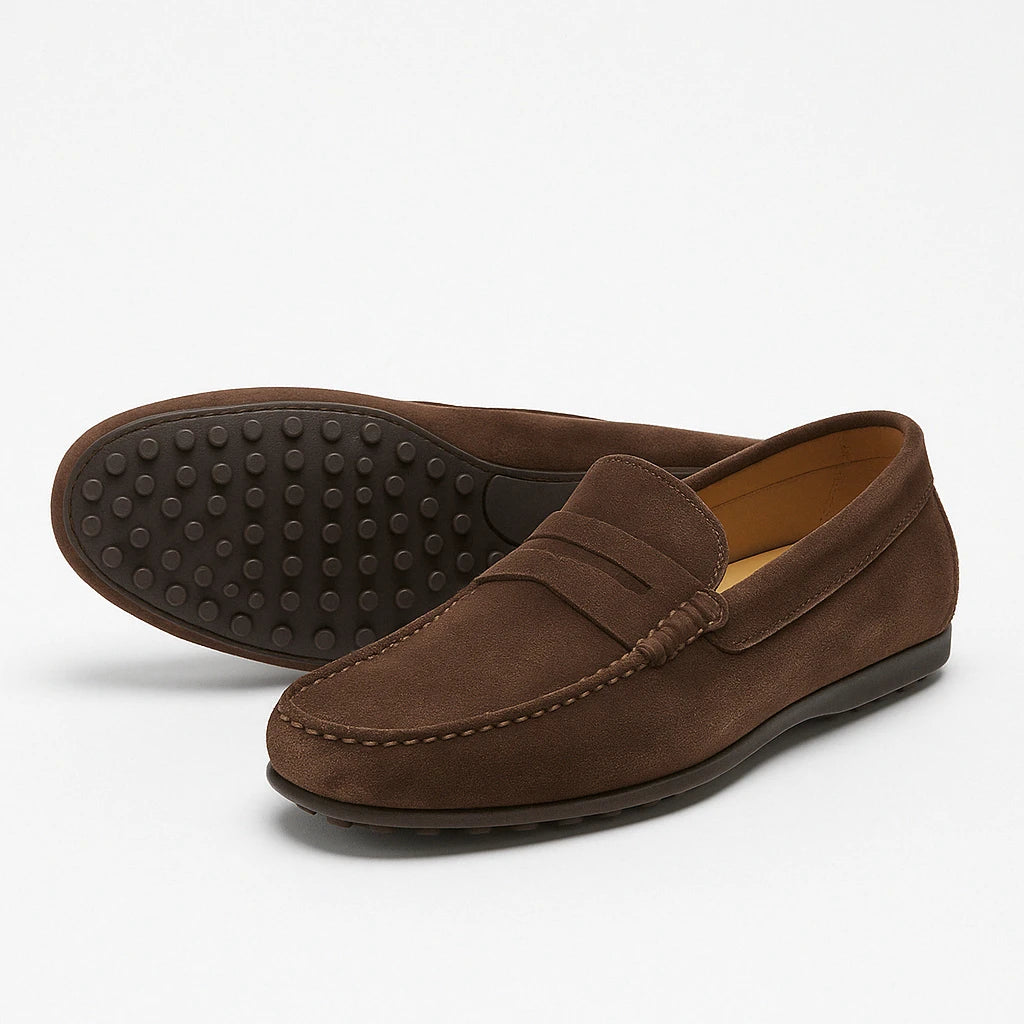 Roma - Mocassins Driver Daim Marron – vue 5