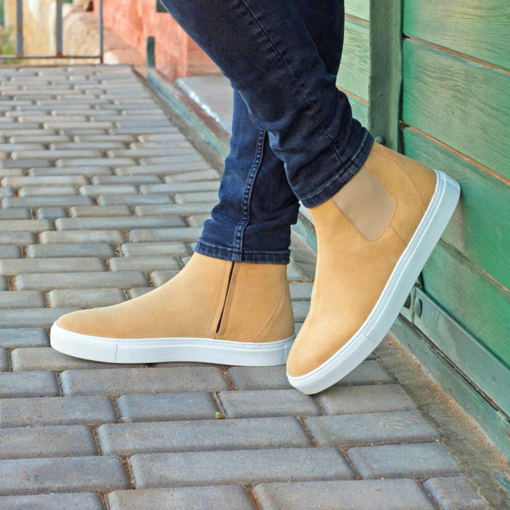 Cheslea Boots Sneakers en daim beige – vue 6