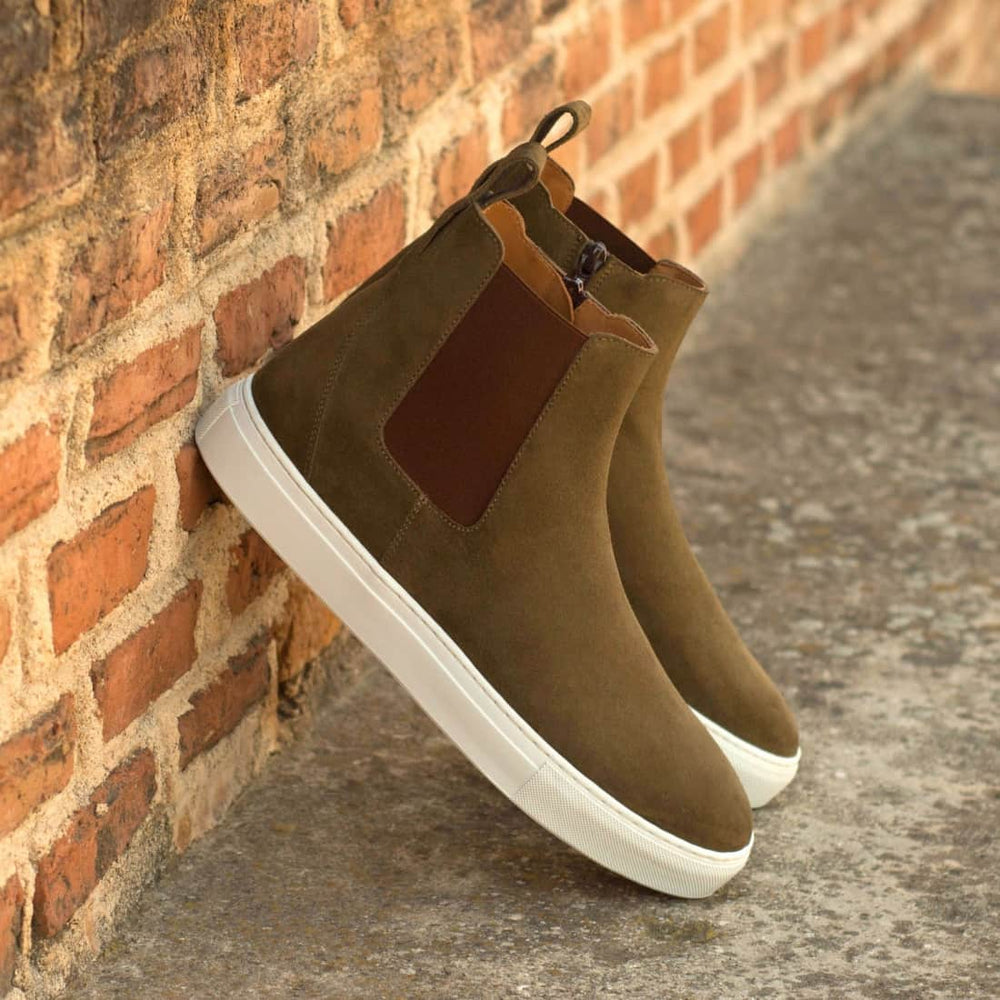 Cheslea Boots Sneakers en daim kaki – vue 5