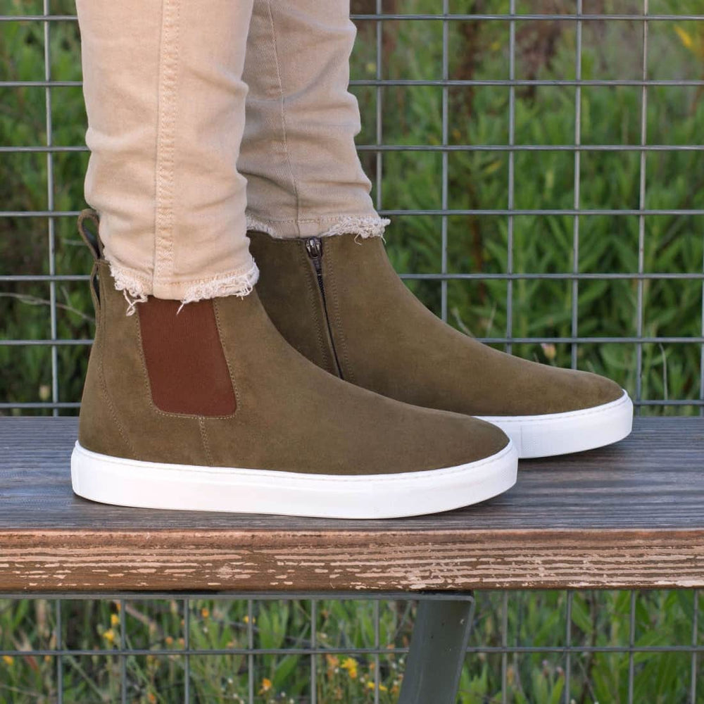 Cheslea Boots Sneakers en daim kaki – vue 6