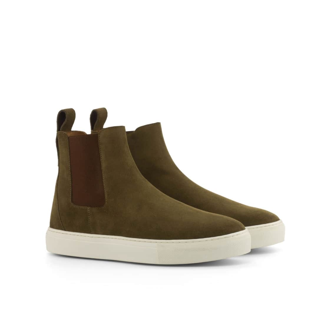 Cheslea Boots Sneakers en daim kaki - Chaussures