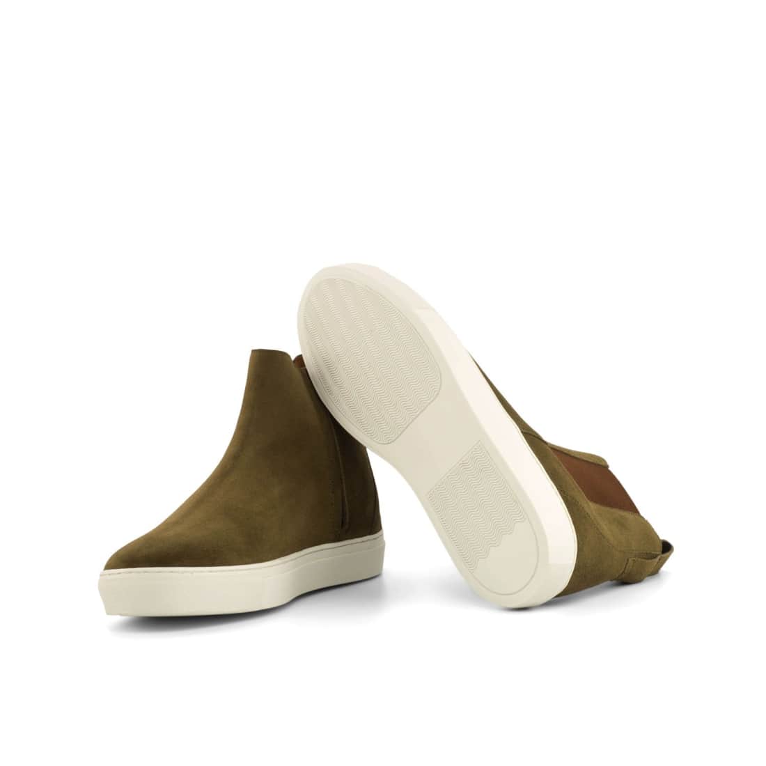 Cheslea Boots Sneakers en daim kaki – vue 2