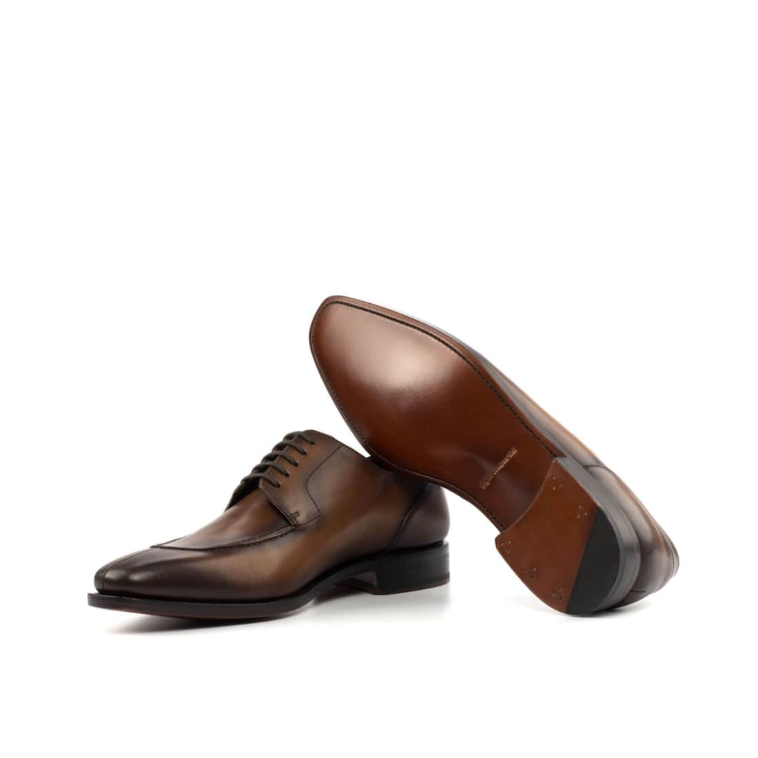 Derbie Chasse en cuir patiné marron moyen - Chaussures
