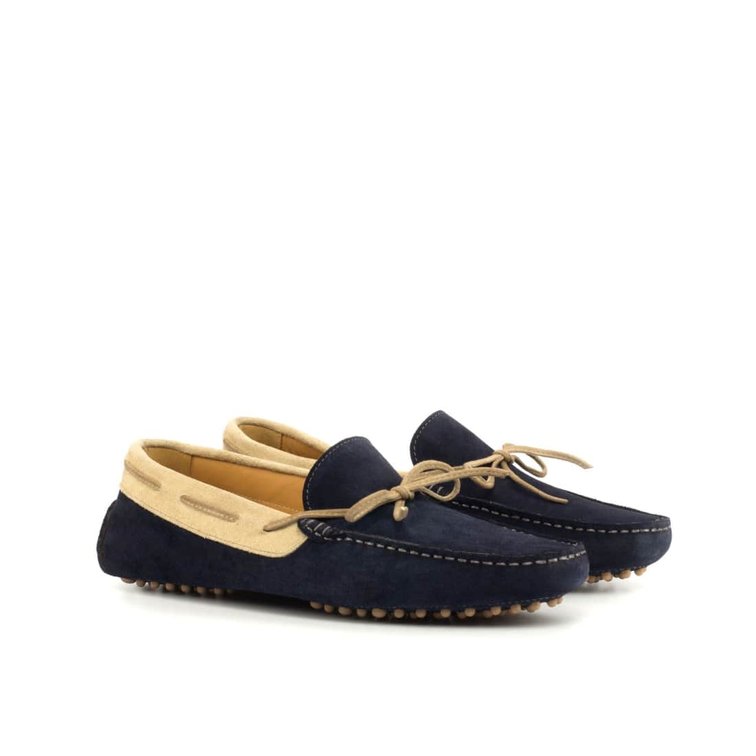 Mocassin Driver en daim bleu marine et beige - Chaussures