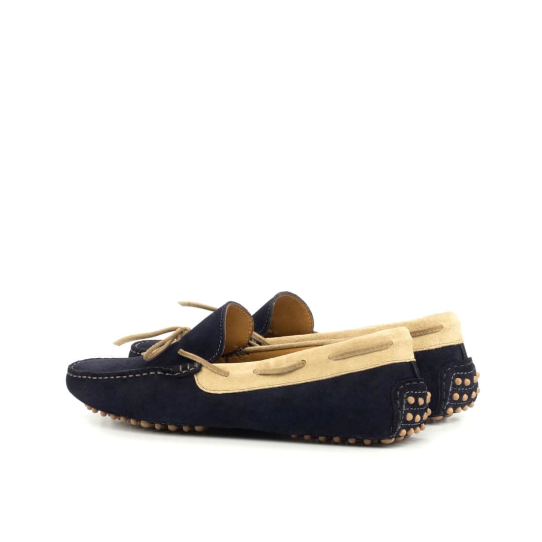 Mocassin Driver en daim bleu marine et beige – vue 3