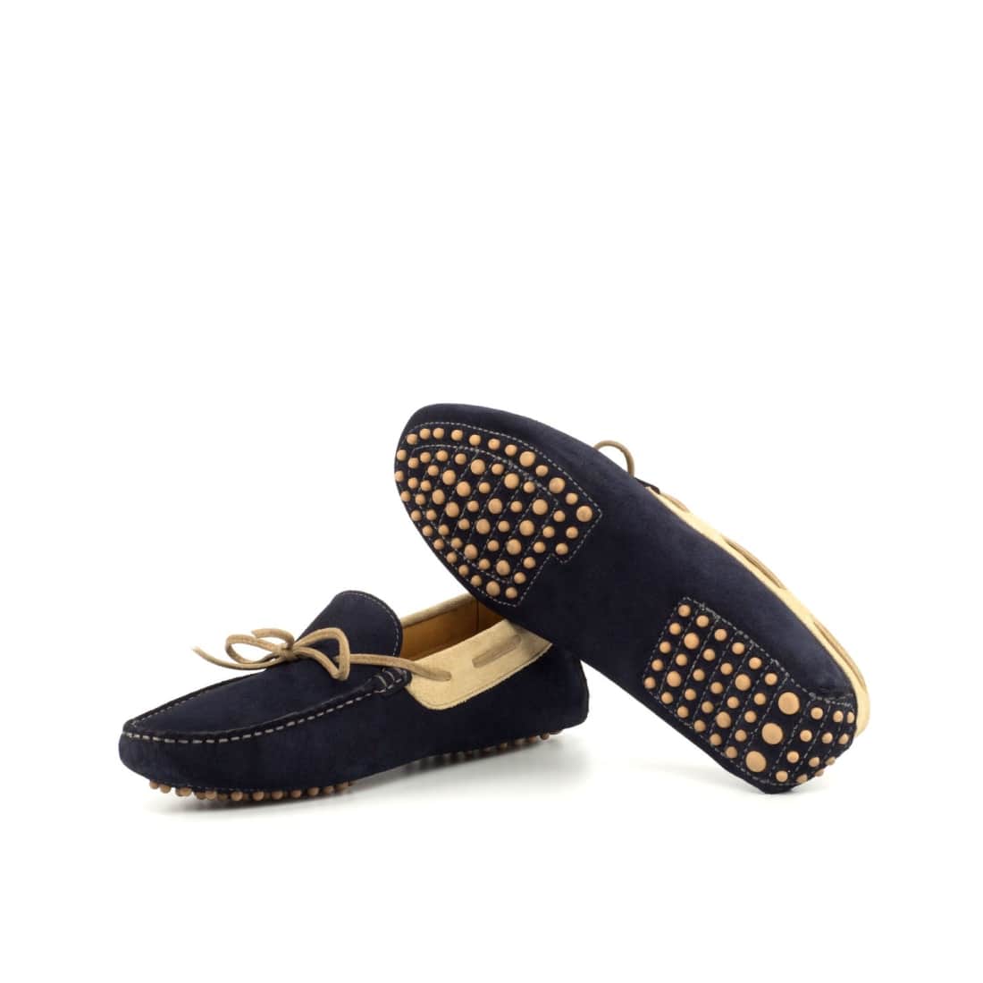 Mocassin Driver en daim bleu marine et beige – vue 2