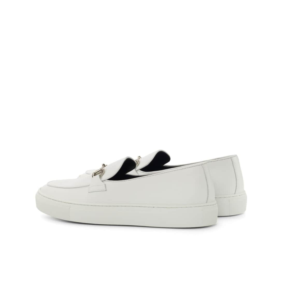 Sneaker Mocassin à Mors en cuir balnc – vue 3