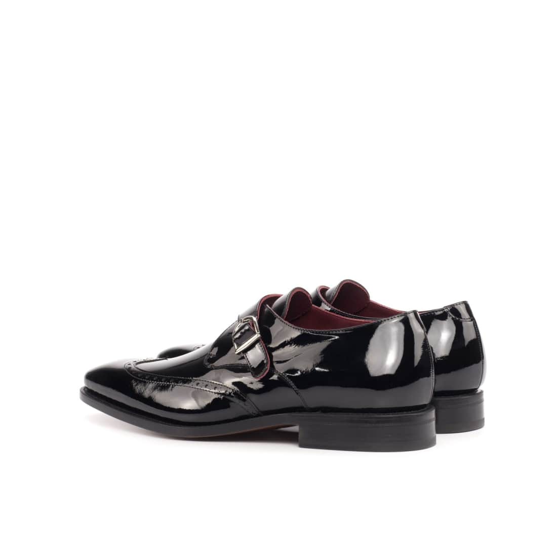Chaussure à boucle bout fleuri en cuir vernis noir – vue 3