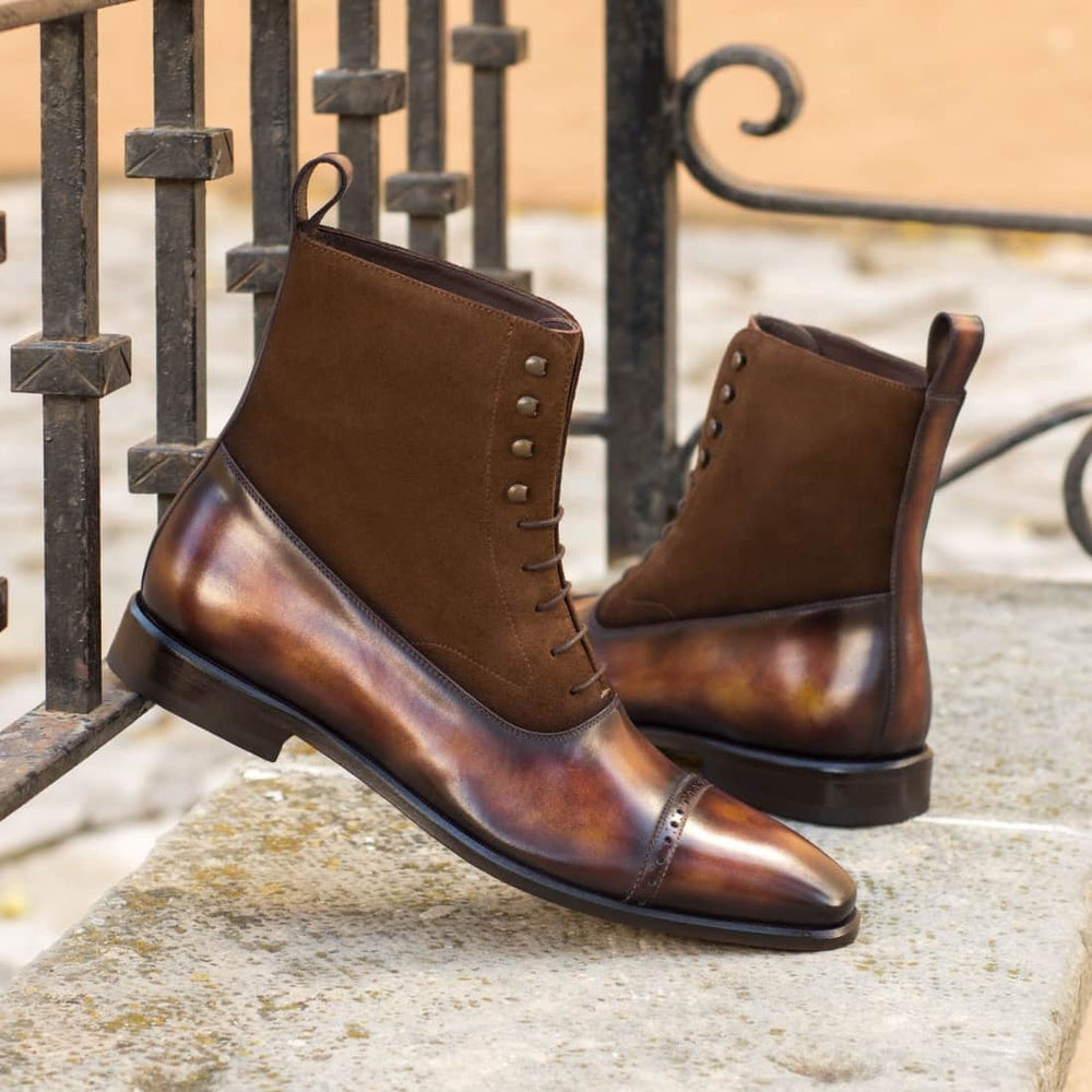 Bottines Blamoral en cuir patiné et daim marron – vue 4