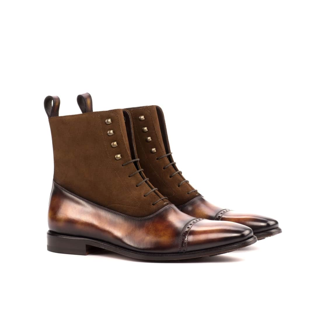 Bottines Blamoral en cuir patiné et daim marron - Chaussures