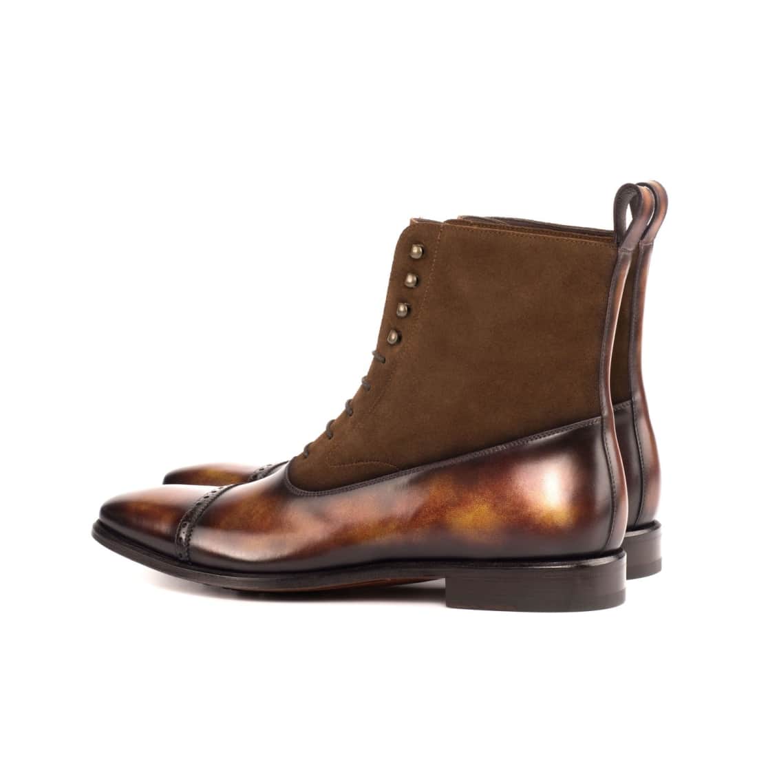 Bottines Blamoral en cuir patiné et daim marron – vue 3