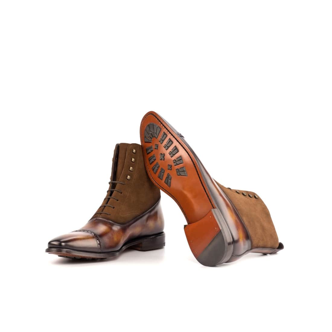 Bottines Blamoral en cuir patiné et daim marron – vue 2