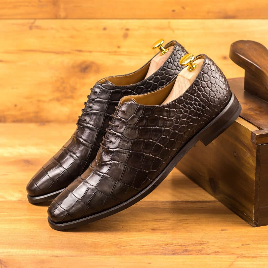 One Cut en cuir croco marron foncé - Chaussures