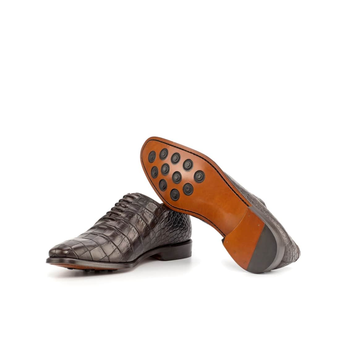 One Cut en cuir croco marron foncé - Chaussures