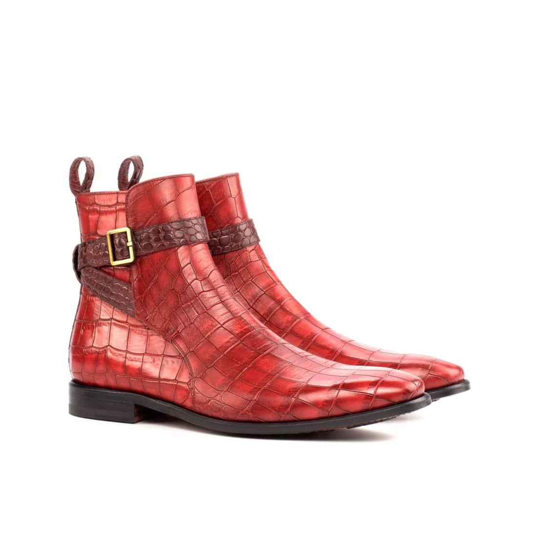 Bottines Jodhpur en croco rouge - Chaussures