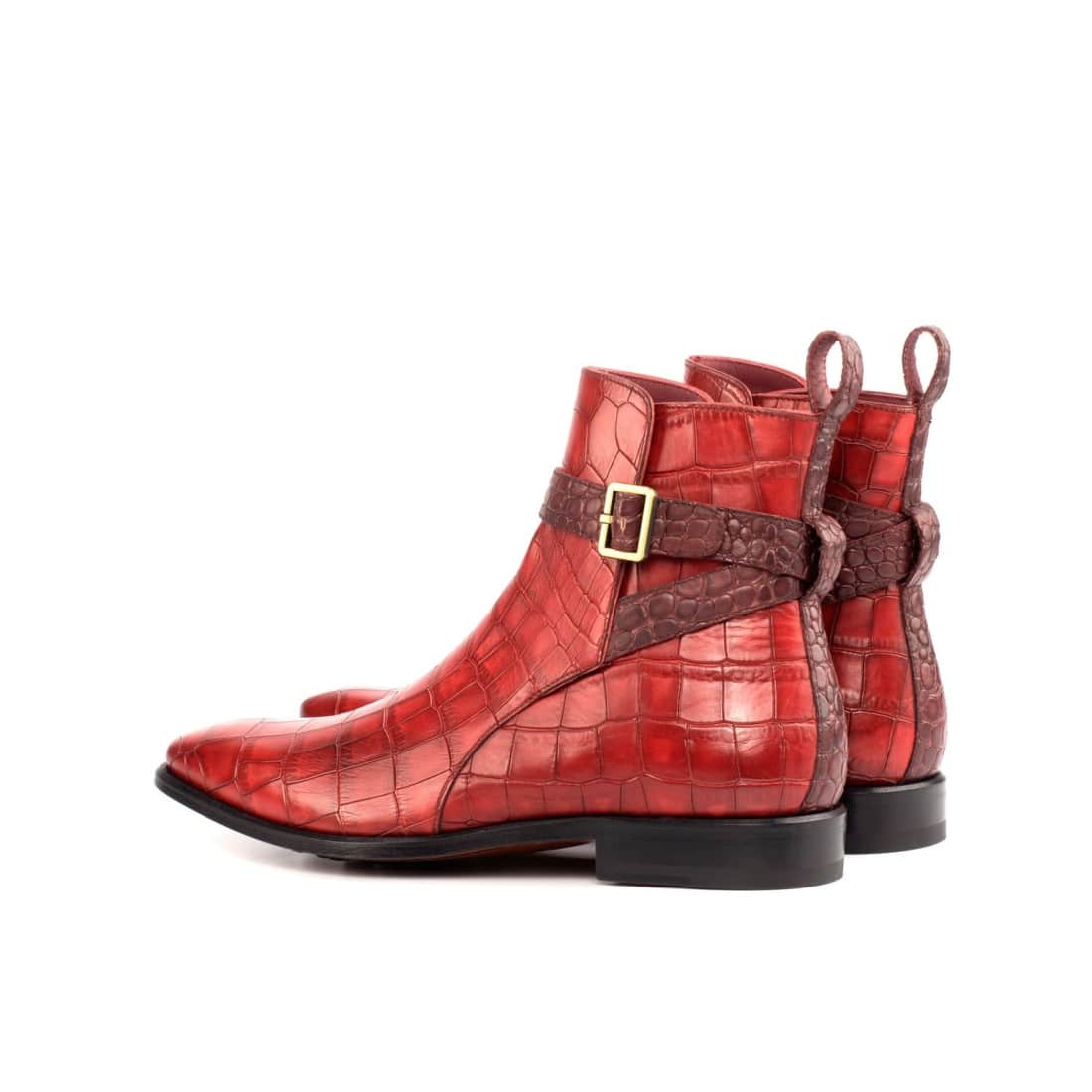 Bottines Jodhpur en croco rouge - Chaussures