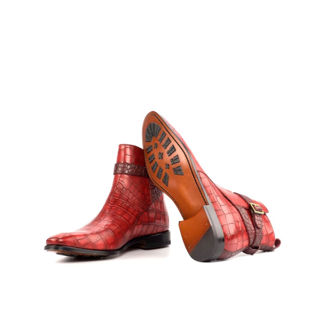 Bottines Jodhpur en croco rouge - Chaussures