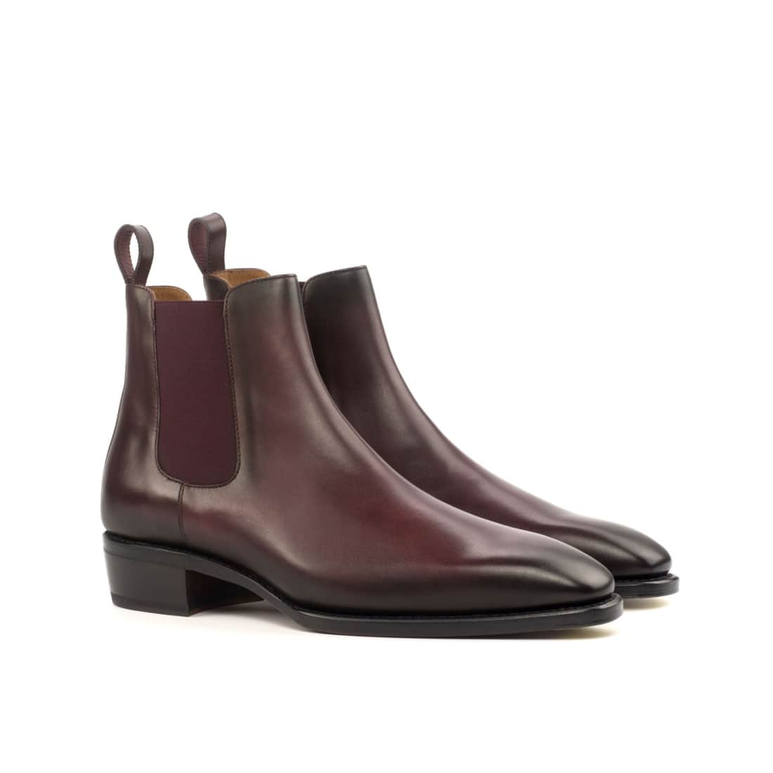 Cheslea Boots en cuir patiné bordeaux