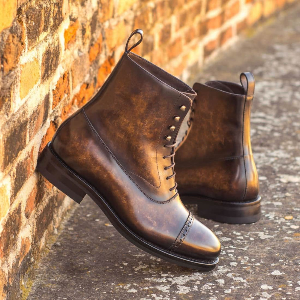 Bottines Blamoral en cuir patiné marron - Semelles Dainite® – vue 4