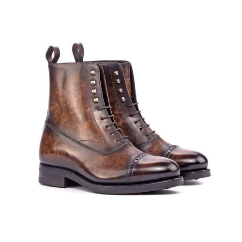 Bottines Blamoral en cuir patiné marron - Semelles Dainite®