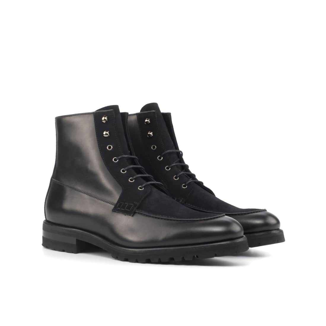 Bottines Derby Demi-Chasse en cuir et daim noir - Semelles