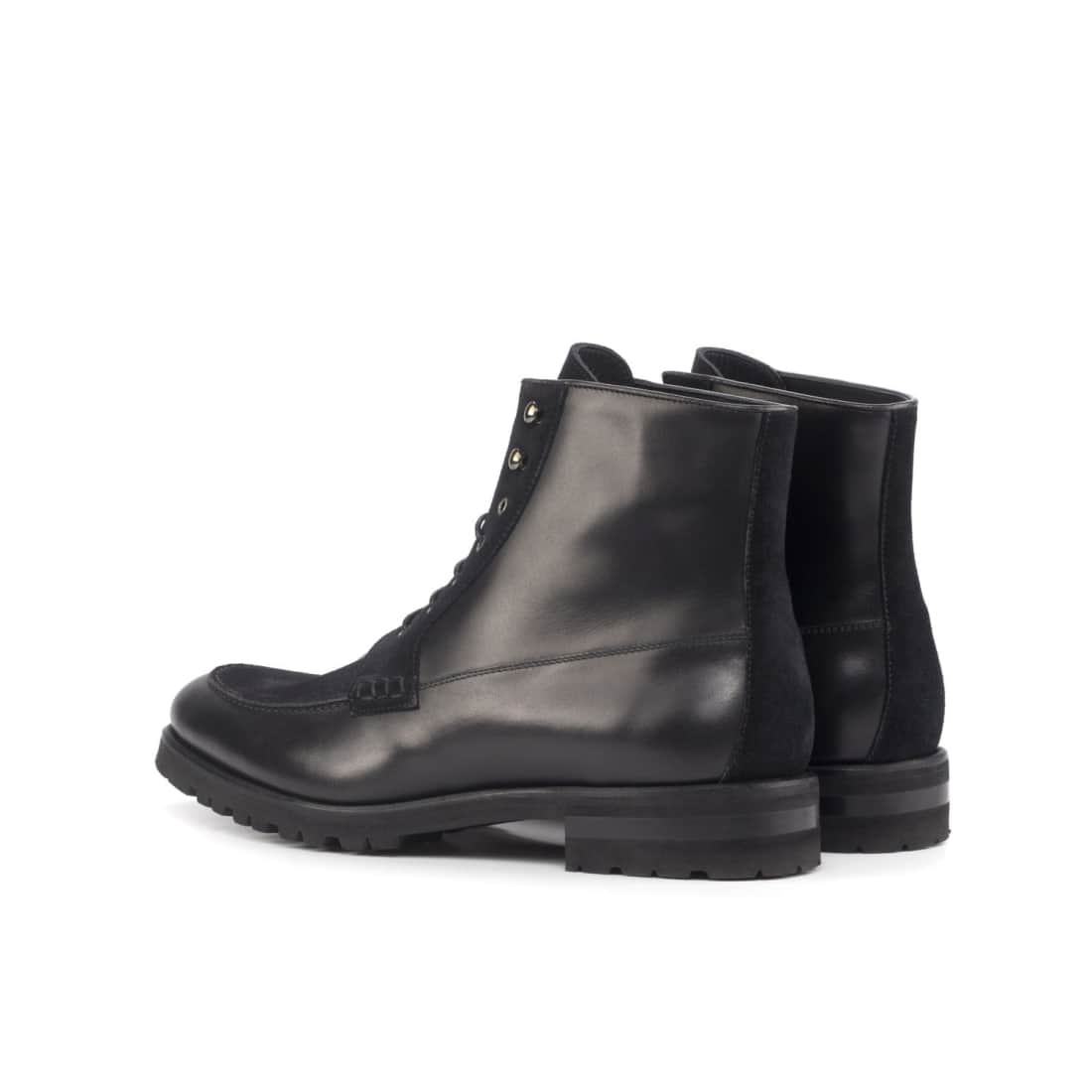 Bottines Derby Demi-Chasse en cuir et daim noir - Semelles