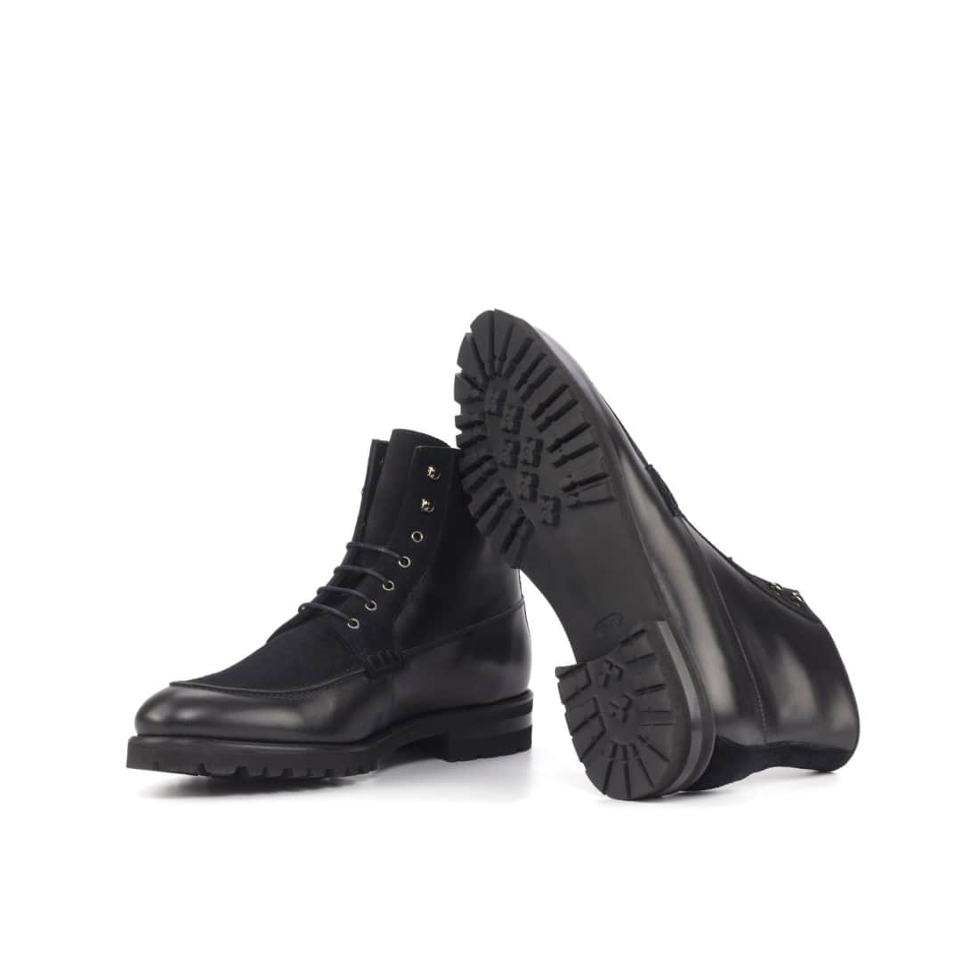 Bottines Derby Demi-Chasse en cuir et daim noir - Semelles Commando – vue 2