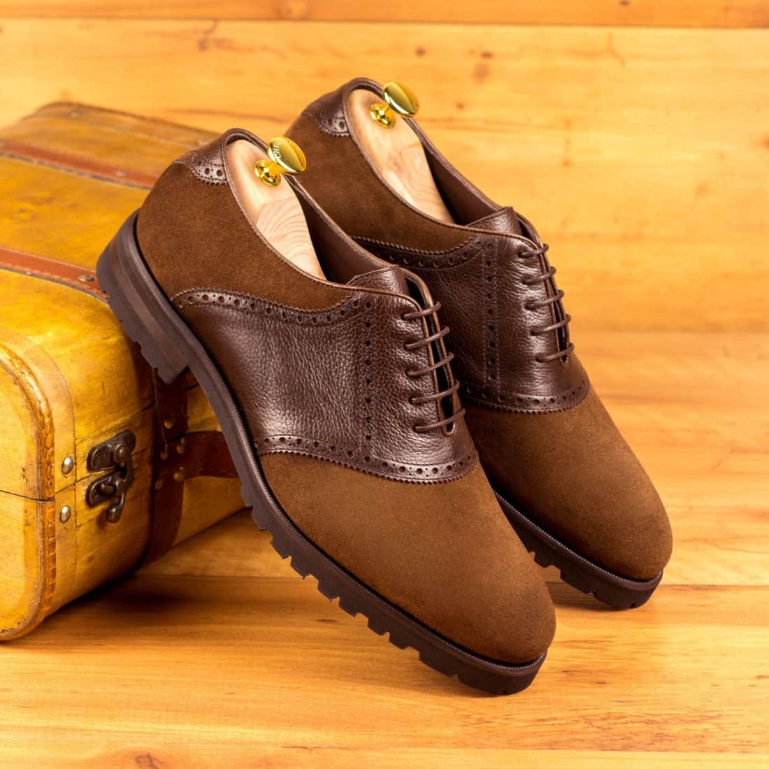 Richelieu Saddle en cuir daim et cuir marron - Chaussures