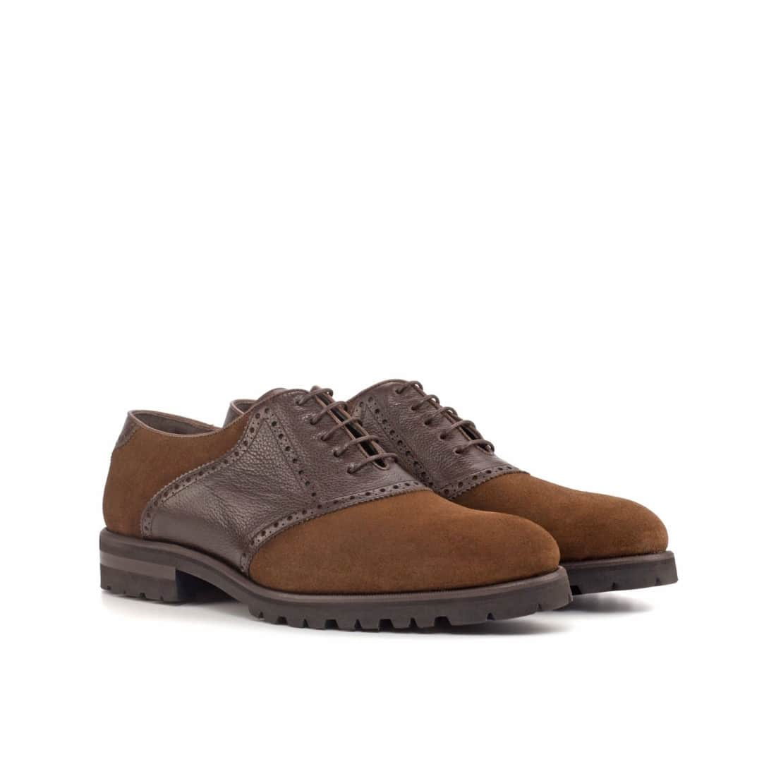 Richelieu Saddle en cuir daim et cuir marron - Chaussures