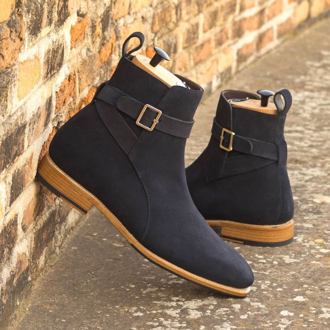 Bottines Jodhpur en daim bleu marine – vue 4
