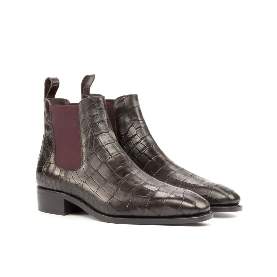 Cheslea Boots en croco marron foncé - Chaussures