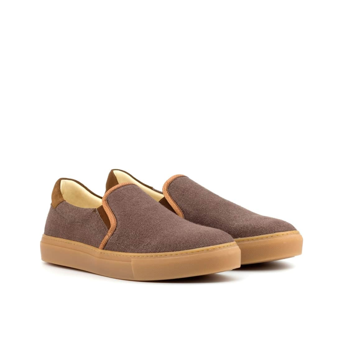 Sneakers Slip On en lin marron - Semelles Caramel