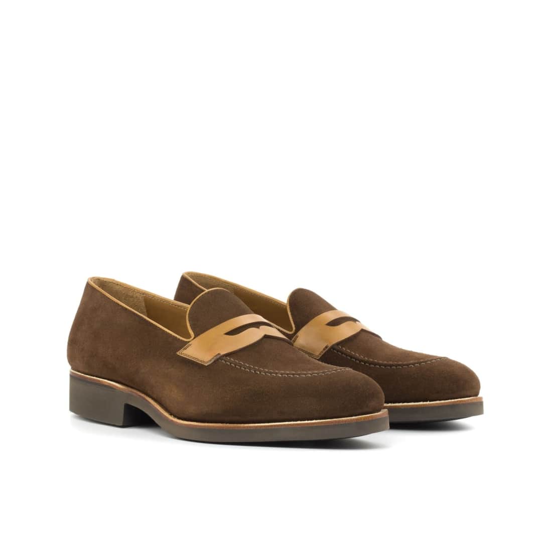 Mocassins Penny à bandeau en daim marron - Semelles Caoutchouc