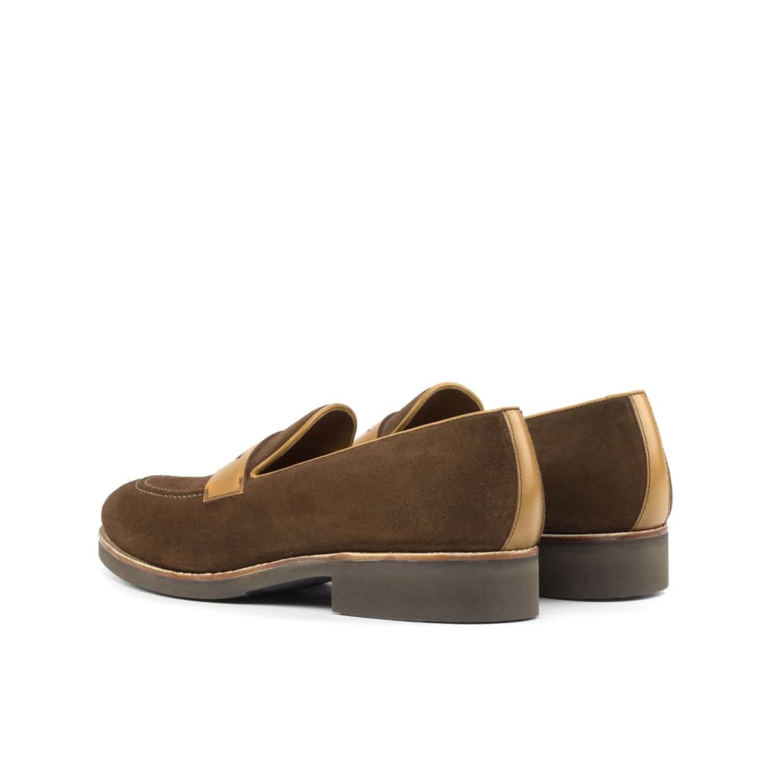 Mocassins Penny à bandeau en daim marron - Semelles Caoutchouc – vue 3