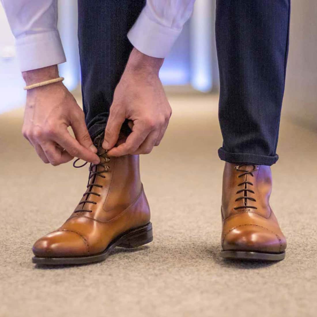 Bottines Blamoral en cuir cognac – vue 4