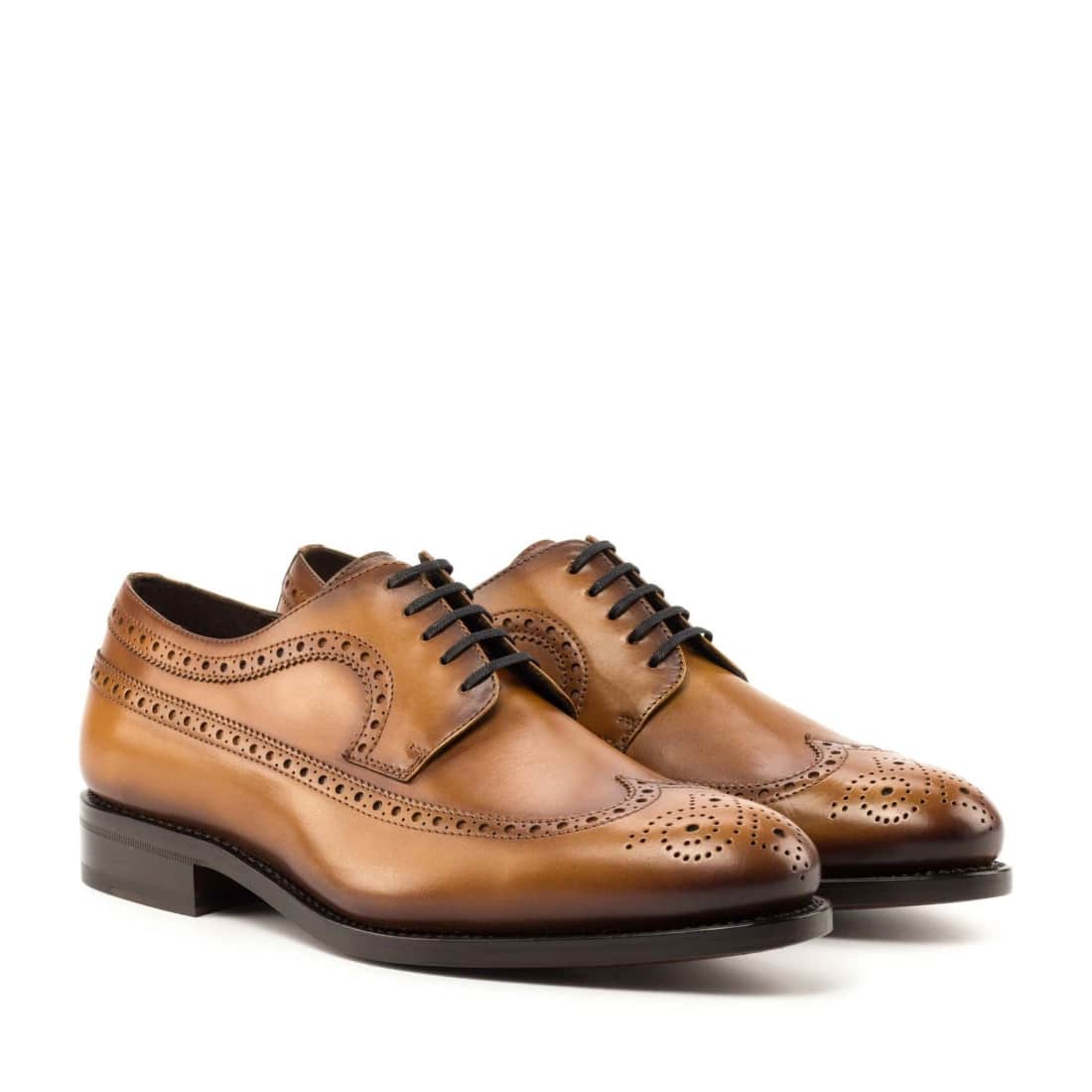 Derbie Brogue fleuri en cuir gold