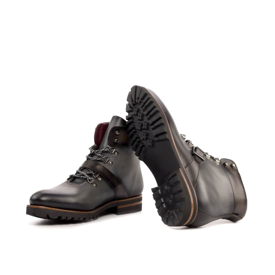 Hiking Boots en cuir gris - Semelles Commando – vue 2