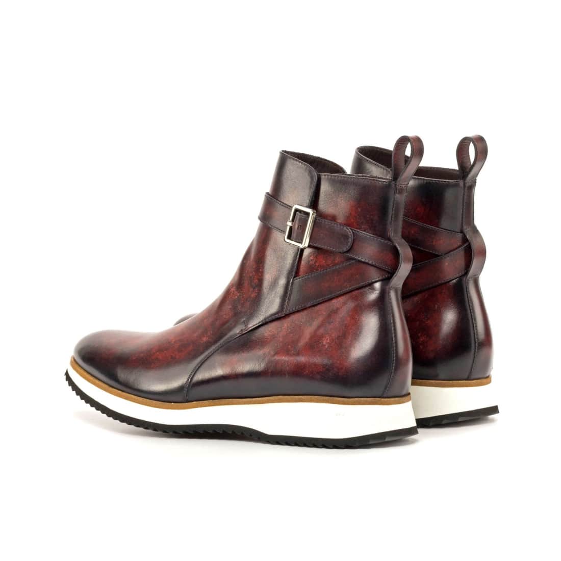 Bottines Jodhpur en cuir patiné bordeaux - Semelles Sport